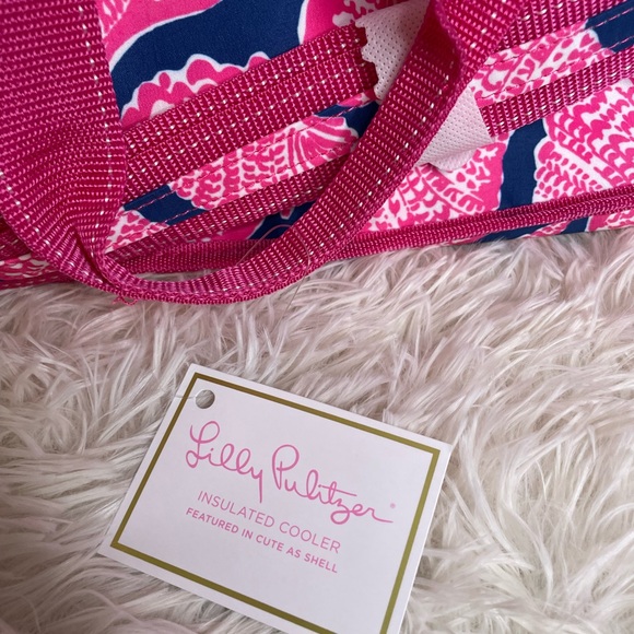 Lilly Pulitzer Soft Sided Zip Top Cooler With Handle Shoulder Strap Pink New d - Picture 3 of 7